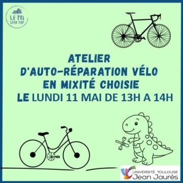Atelier d'autoréparation et d'entretien d'un vélo, en mixité choisie
