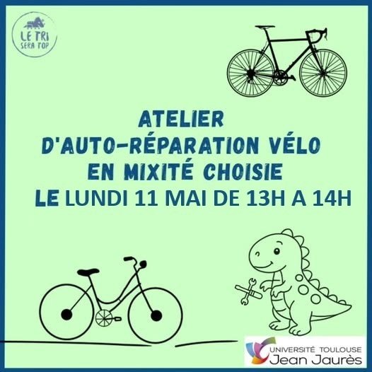 Atelier d'autoréparation et d'entretien d'un vélo, en mixité choisie