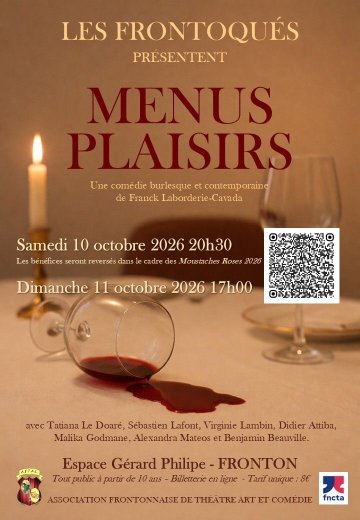 Théâtre à Fronton : Menus Plaisirs, une comédie burlesque et contemporaine. Billetterie en ligne ouverte !