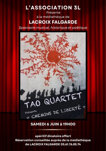 "Chemins de la Liberté" : spectacle musical par le Tao Quartet à la Médiathèque