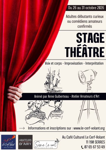 Stage Théâtre pour adultes, débutants curieux ou comédiens amateurs confirmés