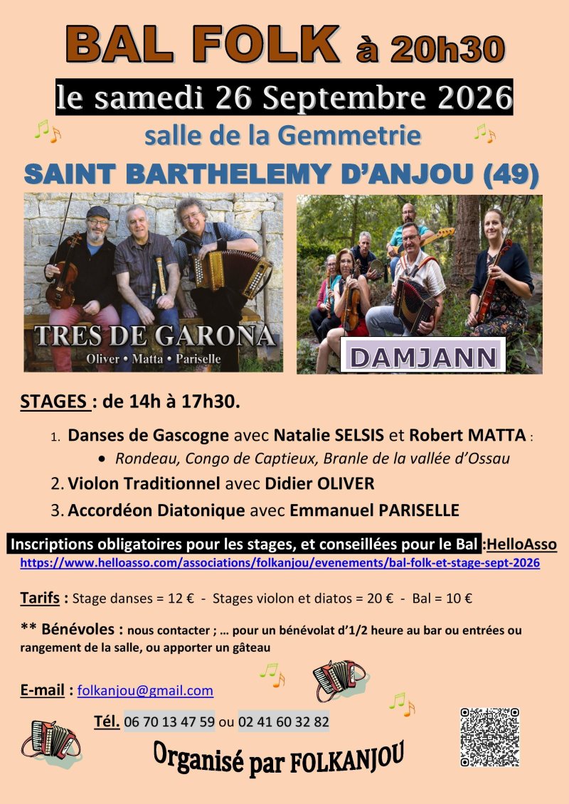 Bal Folk, Stages Danses de Gascogne, Accordéons et Violons