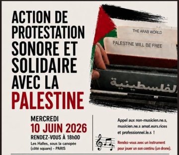 ACTION DE PROTESTATION SONORE ET SOLIDAIRE AVEC LA PALESTINE
