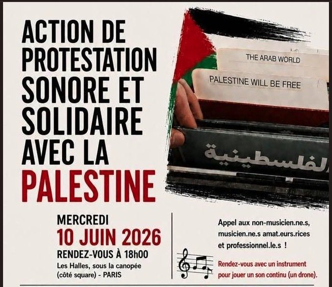 ACTION DE PROTESTATION SONORE ET SOLIDAIRE AVEC LA PALESTINE