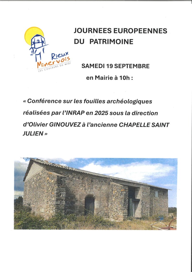 Conférence sur les récentes fouilles à la chapelle Saint-Julien-et-Sainte-Basilisse