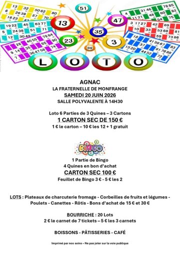 Loto public du club "La Fraternelle de Monfrange"
