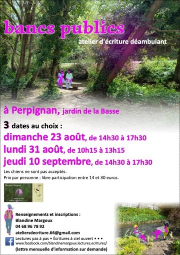 Bancs publics • Atelier d'écriture déambulant, en plein air