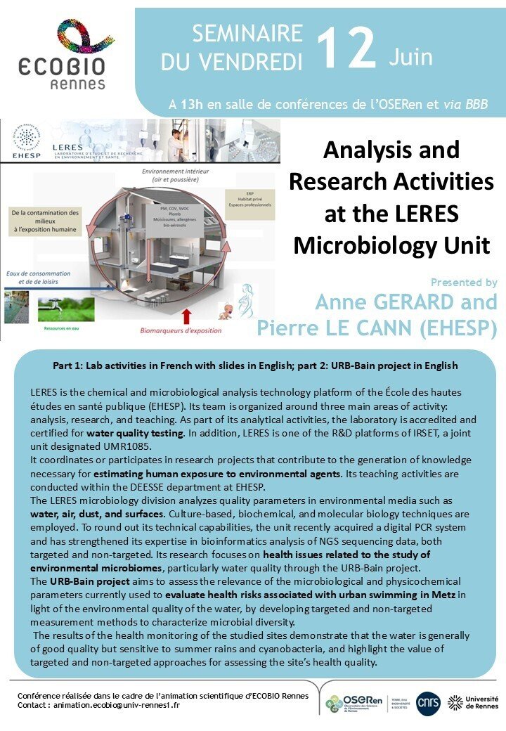 Analysis and Research Activities at the LERES Microbiology Unit