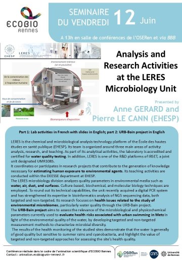 Analysis and Research Activities at the LERES Microbiology Unit