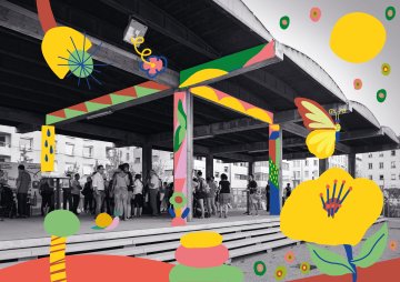 Donne des couleurs à ton quartier de la Confluence à Lyon (œuvre participative et artistique)