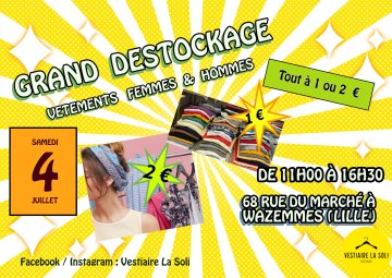 Grand déstockage de vêtements été, femme & homme