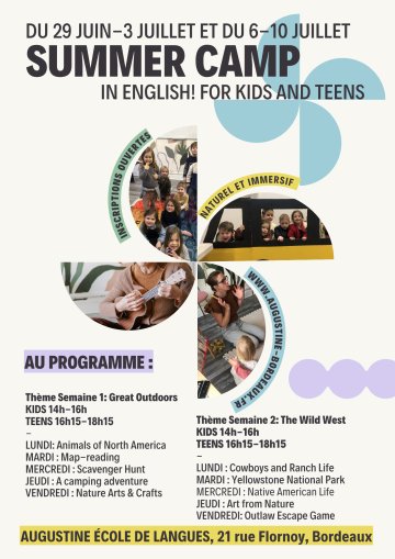 Stage d'anglais d'été pour enfants (Summercamp in English)
