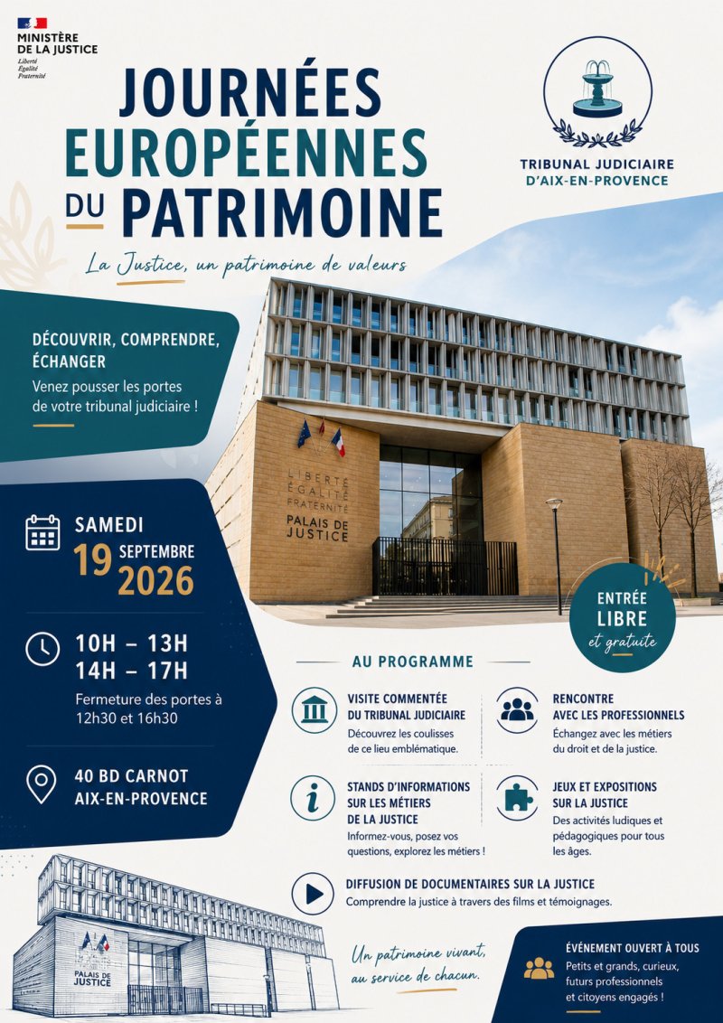 Visite commentée du tribunal judiciaire d'Aix-en-Provence
