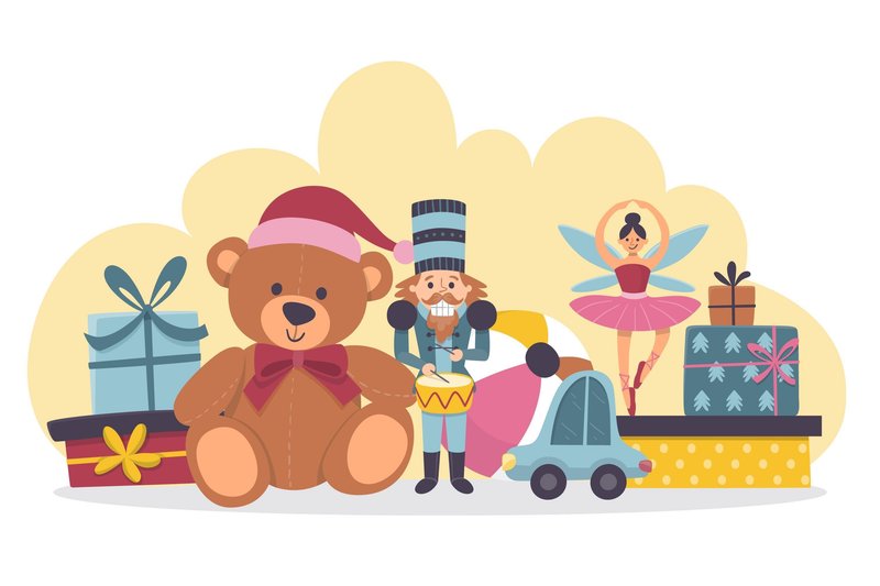 Projection d'un dessin animé mettant en scène des jouets de Noël.