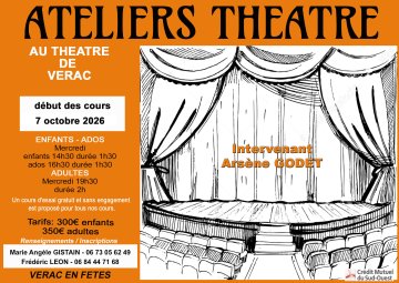 🎭 ATELIERS THÉÂTRE 2026/2027 🎭