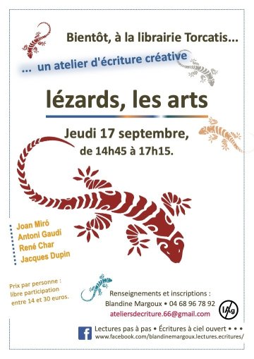"Lézards, les arts" • Atelier d'écriture créative