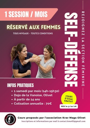 Cours d'essai section femme Krav Maga Olivet