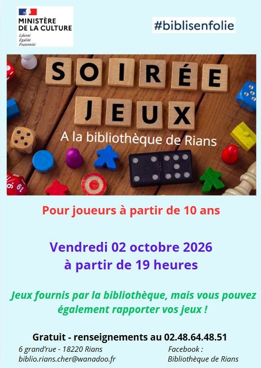 Soirée jeux à la bibli