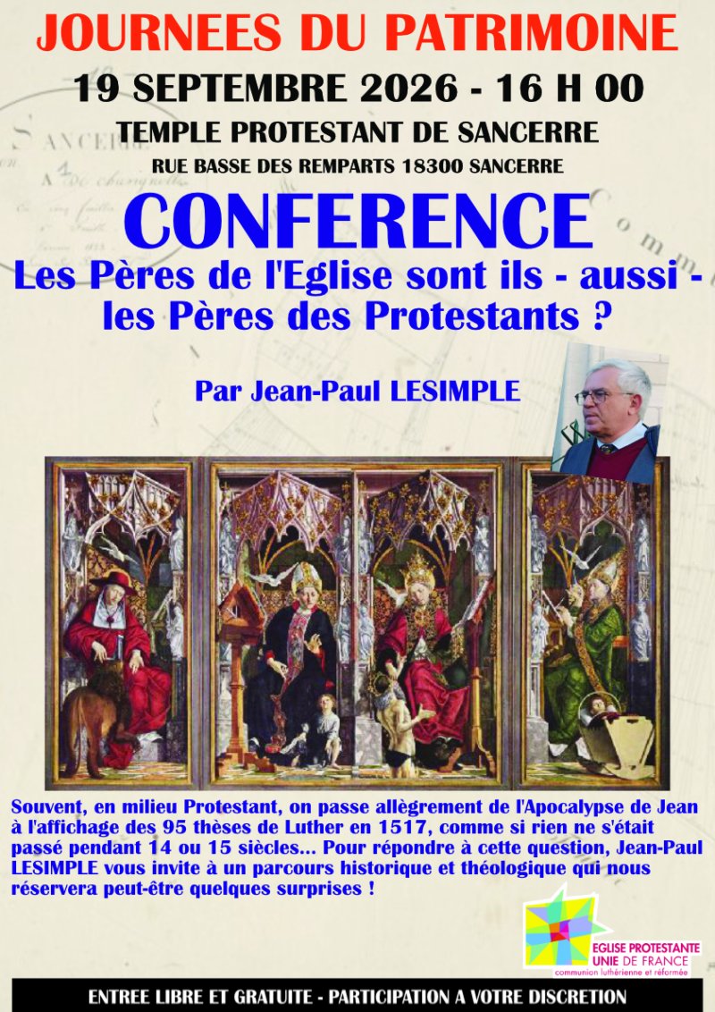 [JEP] Conférence au Temple Protestant de Sancerre