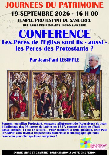 [JEP] Conférence au Temple Protestant de Sancerre