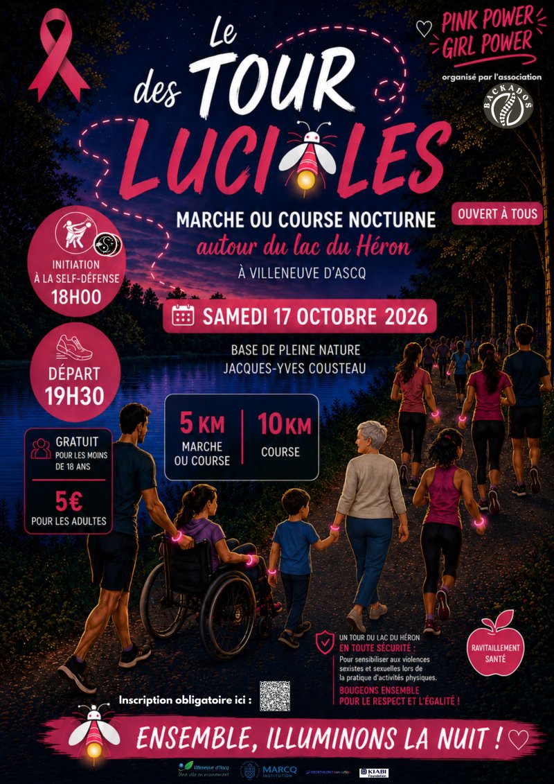 Tour des Lucioles – Marche/Course nocturne solidaire Octobre Rose au lac du Héron