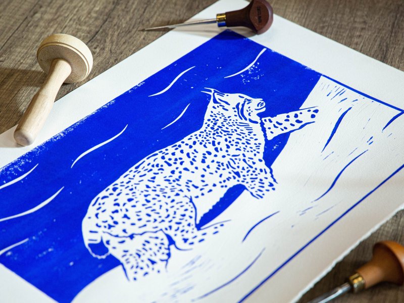 Démonstration de la linogravure à l'occasion des Journées Nationales des Artistes