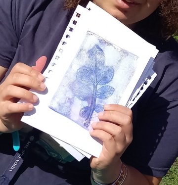 Visite guidée du jardin lapidaire et  de l'installation de gelly print, travail artistique et culturel mené avec les centres sociaux