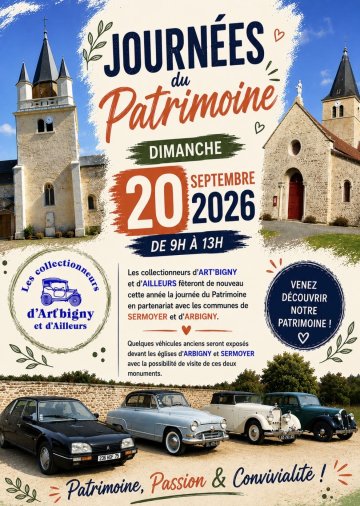 Petite exposition de véhicules anciens devant l'église d'Arbigny