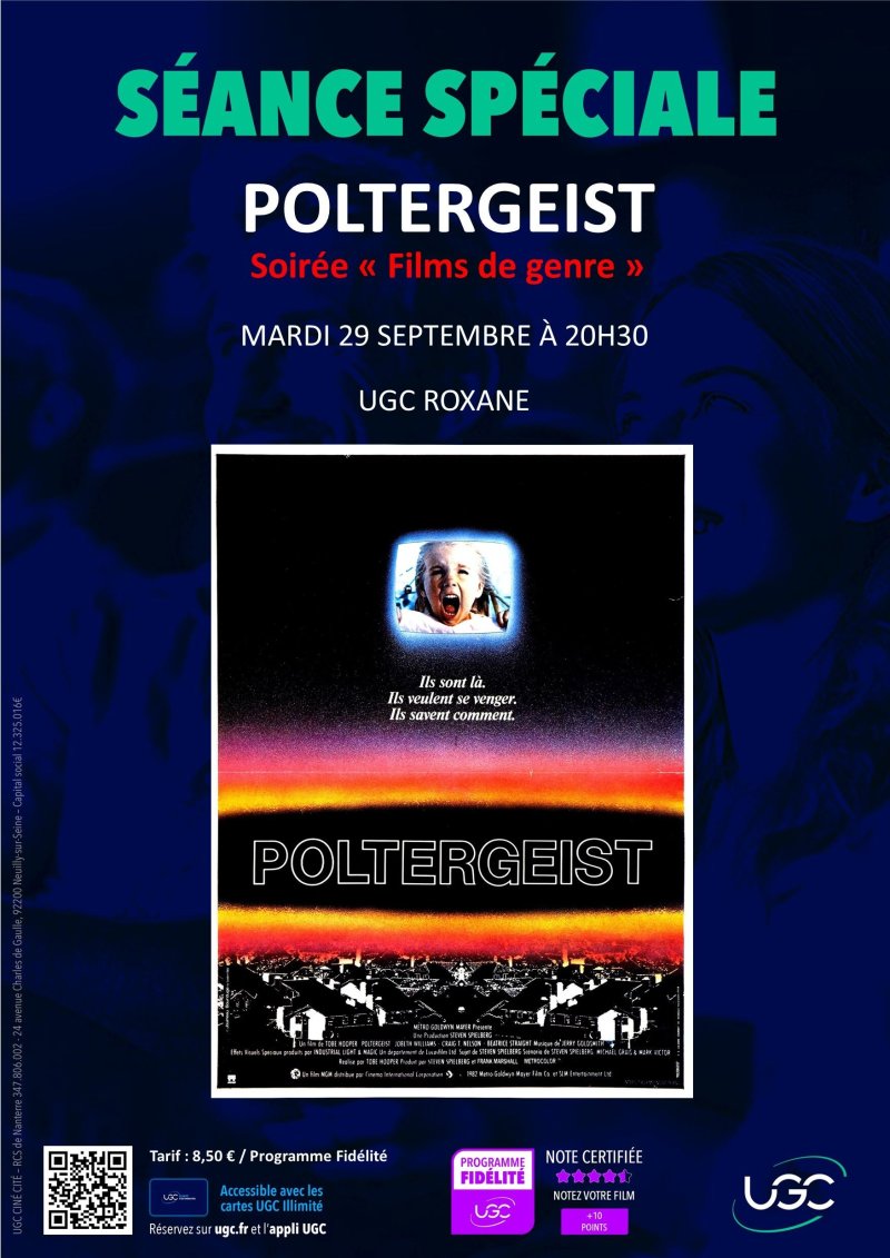 Soirée films de genre avec la projection du film Poltergeist