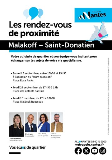 Les élues et élus à votre rencontre - Quartier Malakoff Saint-Donatien