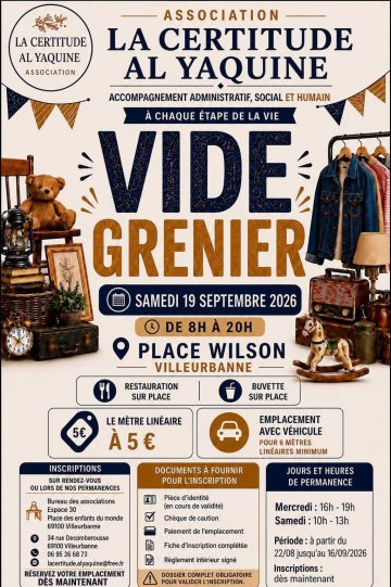 Vide grenier de l'association La Certitude Al Yaquine