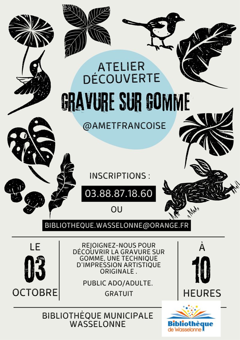 Atelier d'initiation à la gravure sur gomme