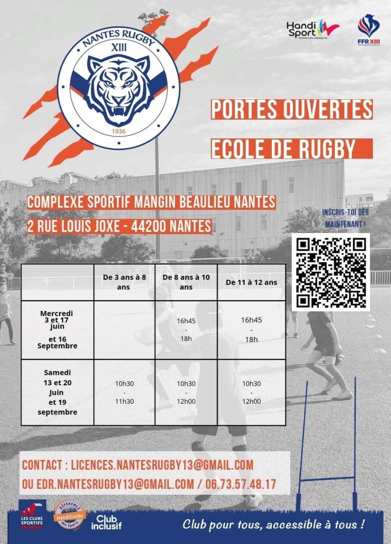 Rugby à 13 : portes ouvertes de 3 à 12 ans