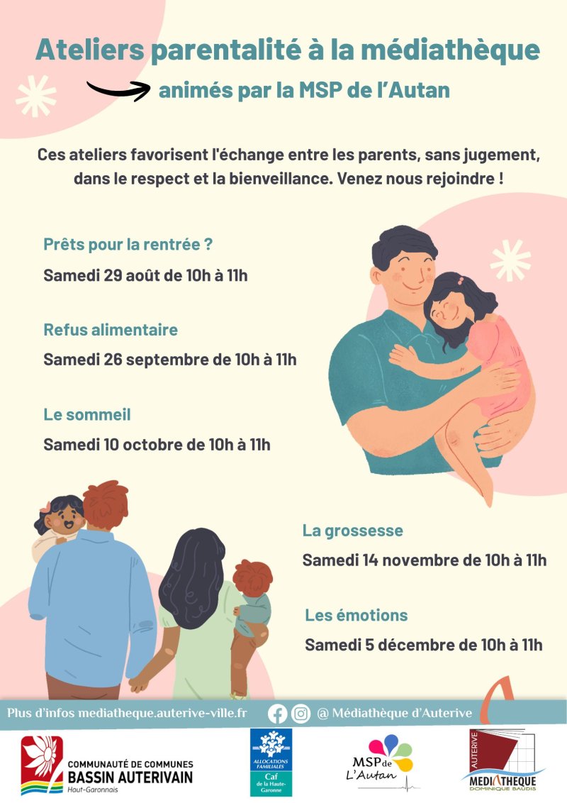 Ateliers parentalité à la médiathèque / MSP de l'Autan