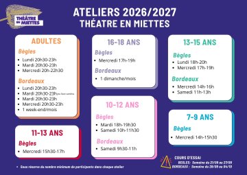 Inscription - Atelier de théâtre enfant/ado/adulte