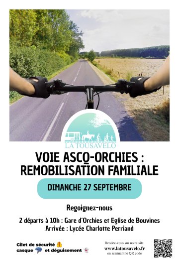 Remobilisation à vélo au départ d'Orchies ou Bouvines