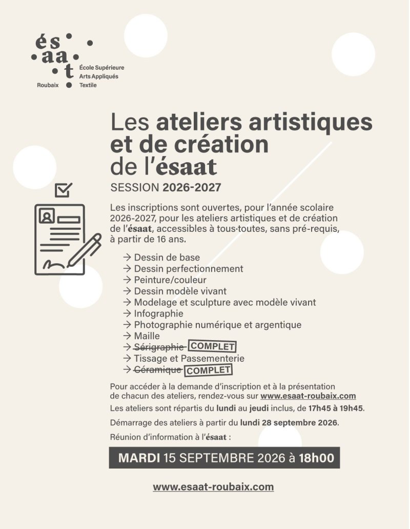 Informations sur les Ateliers Artistiques de l'ESAAT