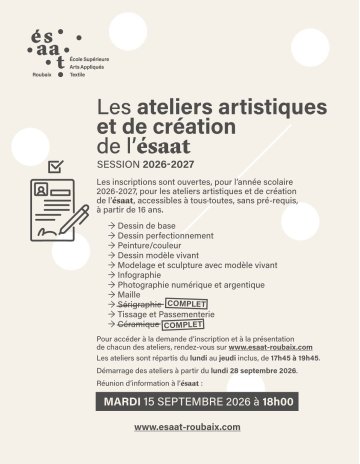 Informations sur les Ateliers Artistiques de l'ESAAT