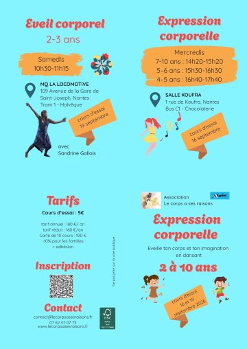 Cours d'essai enfants 2-3 ans
