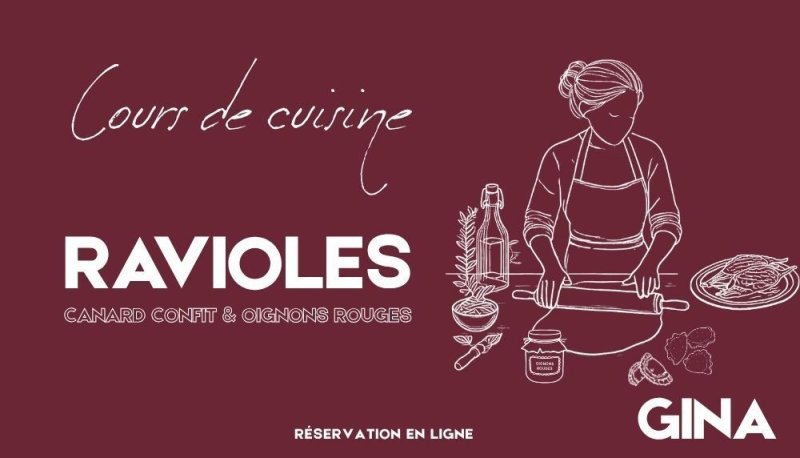 Cours de cuisine - Atelier ravioles : Mezza luna canard confit et confiture d’oignons rouges