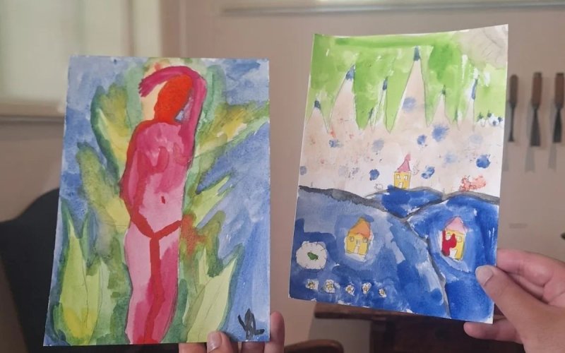 Aquarelle au jardin en famille