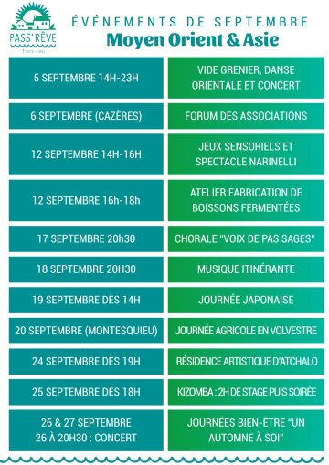 Les évènements de septembre au Pass'Rêve !