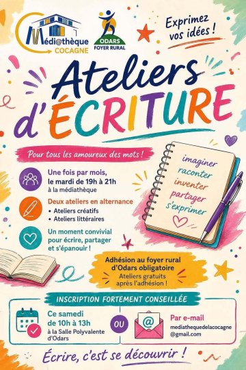 Ateliers d'écriture à la médiathèque d'Odars
