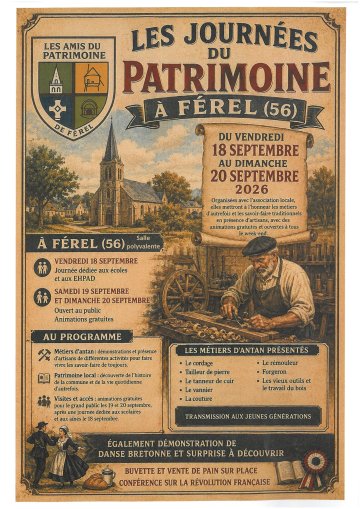 Journées du Patrimoine : Visites guidées de l'Eglise de Férel et animations