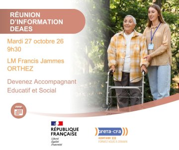 Dernière réunion d'information 2026 : Formation Accompagnant Éducatif et Social (DE AES)