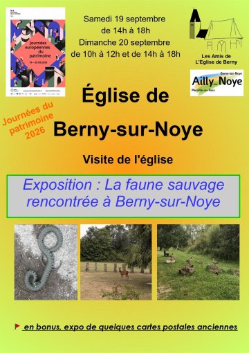 Berny-sur-Noye :
Visite de l’église et exposition sur la faune sauvage locale