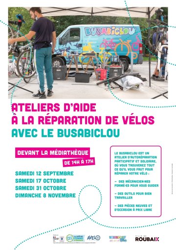 Ateliers d'aide à la réparation de vélos avec le busabiclou