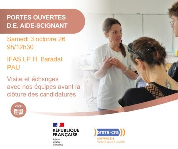 Matinée portes ouvertes : formation aide-soignant à Pau