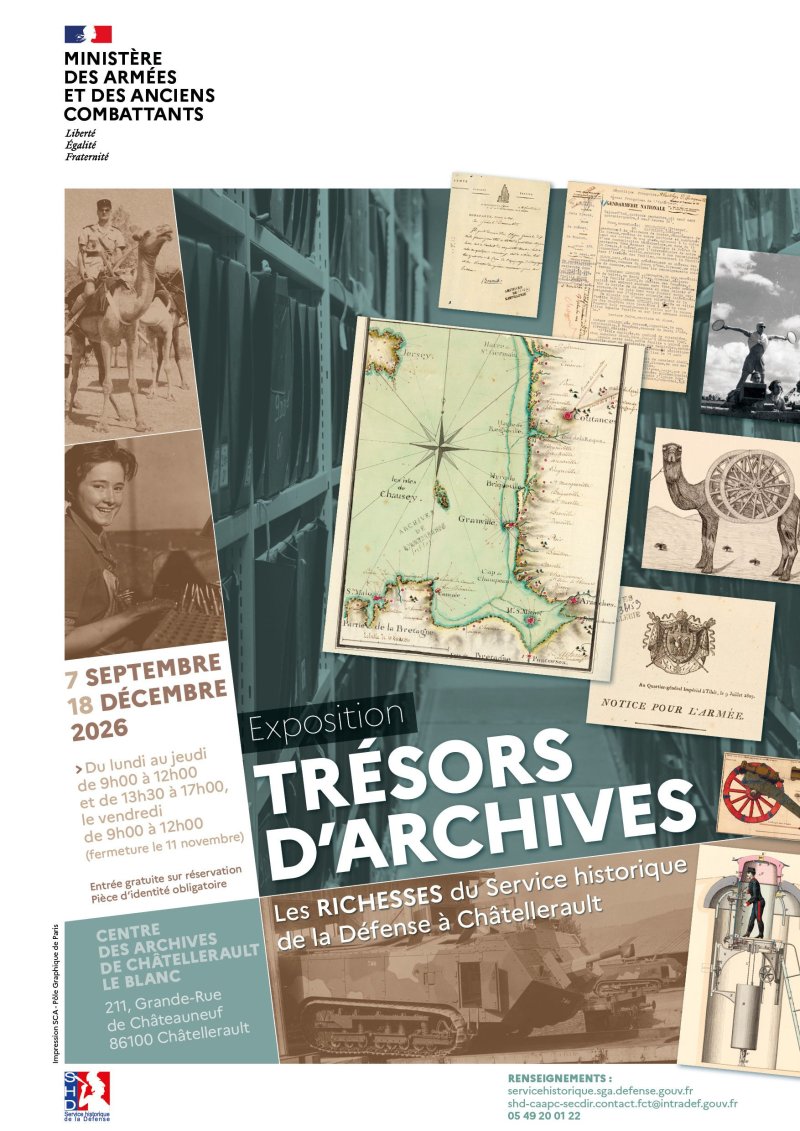 [Retiré de l'agenda de l'organisateur] Visite commentée de l'exposition Trésors d'archives. Les richesses du Service historique de la défense à Châtellerault