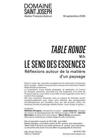 TABLE RONDE - LE SENS DES ESSENCES